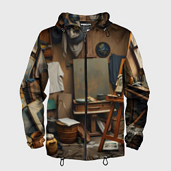 Ветровка с капюшоном мужская Мастерская художника, цвет: 3D-черный