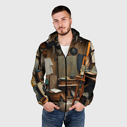 Ветровка с капюшоном мужская Мастерская художника, цвет: 3D-черный — фото 2