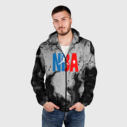 Ветровка с капюшоном мужская NASA неоновый огонь, цвет: 3D-черный — фото 2