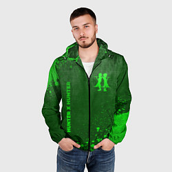Ветровка с капюшоном мужская Hunter x Hunter - green gradient вертикально, цвет: 3D-черный — фото 2