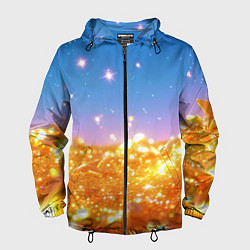 Мужская ветровка Золотые шарики на голубом фоне