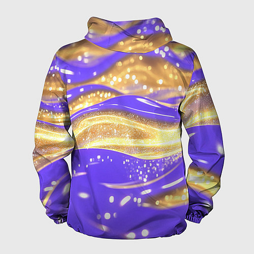 Мужская ветровка Фиолетово-золотая жидкая текстура / 3D-Черный – фото 2