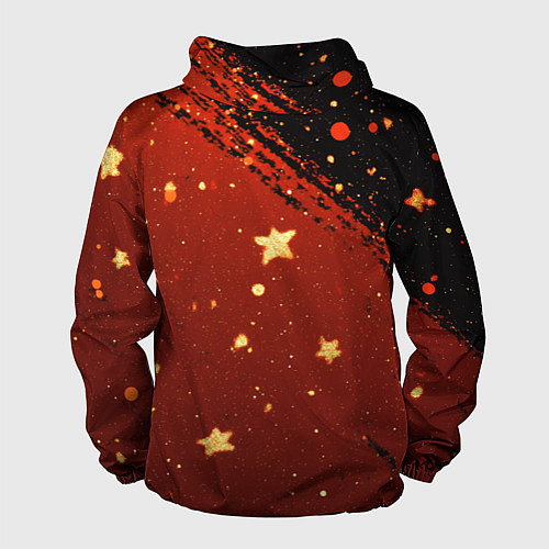Мужская ветровка Золотые звездочки на коричневой текстуре / 3D-Черный – фото 2