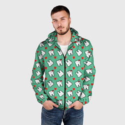 Ветровка с капюшоном мужская Довольные зубы, цвет: 3D-черный — фото 2