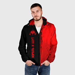 Ветровка с капюшоном мужская Король и Шут - red gradient по-вертикали, цвет: 3D-черный — фото 2