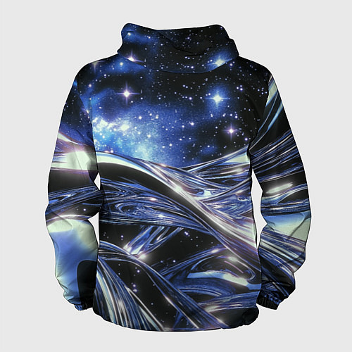 Мужская ветровка Закрученные линии и звезды - космическая абстракци / 3D-Черный – фото 2