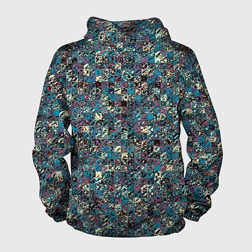 Мужская ветровка Бордово-голубой квадратный паттерн / 3D-Черный – фото 2