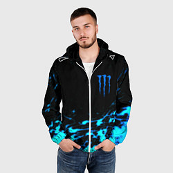 Ветровка с капюшоном мужская Monster energy голубые краски, цвет: 3D-белый — фото 2