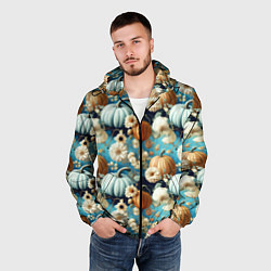 Ветровка с капюшоном мужская Маленькие тыковки, цвет: 3D-черный — фото 2