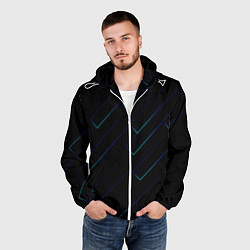 Ветровка с капюшоном мужская Color blue black, цвет: 3D-белый — фото 2