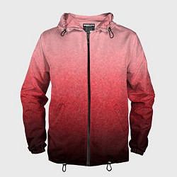 Ветровка с капюшоном мужская Мягкий градиент красно-розовый текстура крошка, цвет: 3D-черный