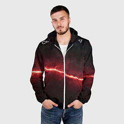 Ветровка с капюшоном мужская Красная линия - молния, цвет: 3D-белый — фото 2