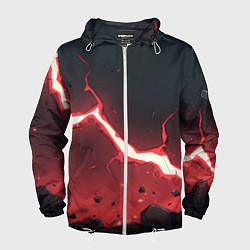 Мужская ветровка Красная молния на черной текстуре