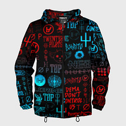 Ветровка с капюшоном мужская Twenty one pilots rock pattern, цвет: 3D-черный