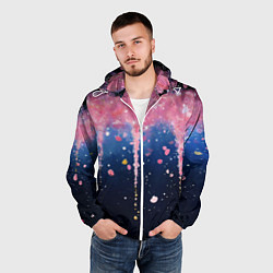 Ветровка с капюшоном мужская Розово-синяя текстура, цвет: 3D-белый — фото 2