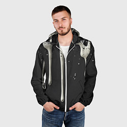 Ветровка с капюшоном мужская Белая слизь текстура, цвет: 3D-белый — фото 2