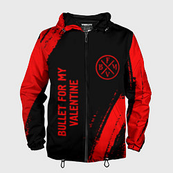 Ветровка с капюшоном мужская Bullet For My Valentine - red gradient вертикально, цвет: 3D-черный