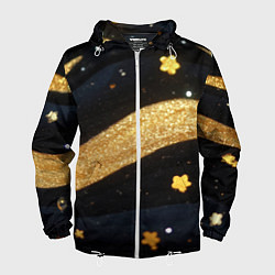 Ветровка с капюшоном мужская Золотые волны текстура, цвет: 3D-белый