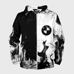 Ветровка с капюшоном мужская BMW black fire, цвет: 3D-белый