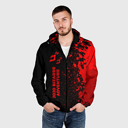 Ветровка с капюшоном мужская JoJo Bizarre Adventure - red gradient по-вертикали, цвет: 3D-черный — фото 2
