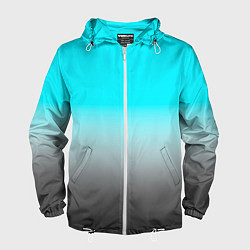 Ветровка с капюшоном мужская Серо-голубой светлый градиент, цвет: 3D-белый