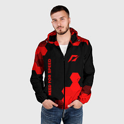 Ветровка с капюшоном мужская Need for Speed - red gradient вертикально, цвет: 3D-черный — фото 2
