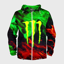 Ветровка с капюшоном мужская Monster energy огонь лого, цвет: 3D-белый