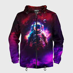 Ветровка с капюшоном мужская Космонавт пламенный, цвет: 3D-черный