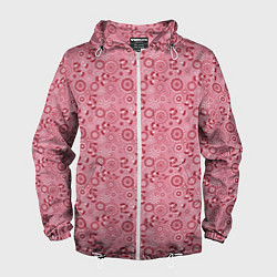 Ветровка с капюшоном мужская Красно белый деревенский узор ретро, цвет: 3D-белый