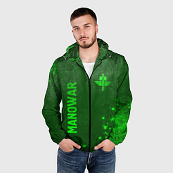 Ветровка с капюшоном мужская Manowar - green gradient вертикально, цвет: 3D-черный — фото 2