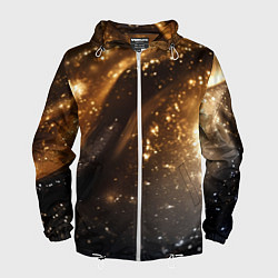 Ветровка с капюшоном мужская Блестящая текстура кофейного цвета, цвет: 3D-белый