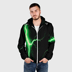 Ветровка с капюшоном мужская Lightning green, цвет: 3D-белый — фото 2