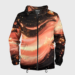 Ветровка с капюшоном мужская Персиковая волна текстура, цвет: 3D-черный