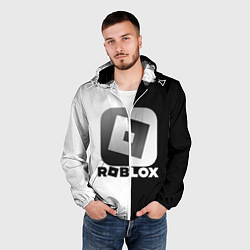 Ветровка с капюшоном мужская Роблокс логотип, цвет: 3D-белый — фото 2