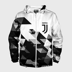 Ветровка с капюшоном мужская Juventus geometry black, цвет: 3D-белый