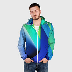Ветровка с капюшоном мужская Color blue green, цвет: 3D-белый — фото 2