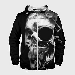 Ветровка с капюшоном мужская Стилизованный череп, цвет: 3D-белый