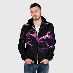 Ветровка с капюшоном мужская Lightning pink glow, цвет: 3D-белый — фото 2