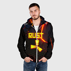 Ветровка с капюшоном мужская Rust hexagon краски, цвет: 3D-белый — фото 2