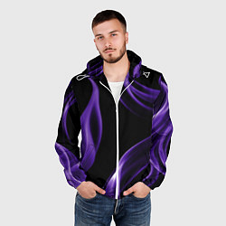 Ветровка с капюшоном мужская Purple abstraction, цвет: 3D-белый — фото 2
