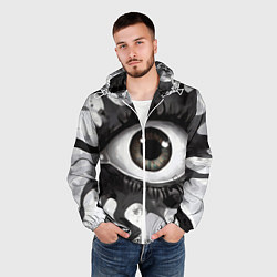Ветровка с капюшоном мужская Глаз и щупальца - психоделика, цвет: 3D-белый — фото 2
