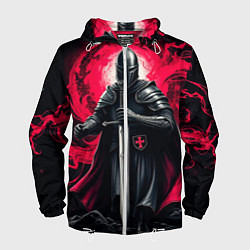 Ветровка с капюшоном мужская Рыцарь-крестоносец ордена красной звезды, цвет: 3D-белый