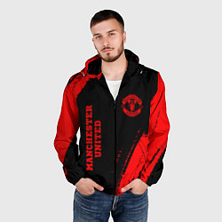 Ветровка с капюшоном мужская Manchester United - red gradient вертикально, цвет: 3D-черный — фото 2