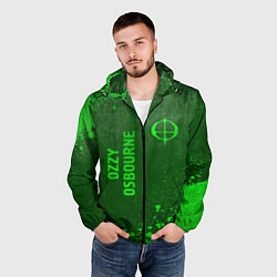 Ветровка с капюшоном мужская Ozzy Osbourne - green gradient вертикально, цвет: 3D-черный — фото 2