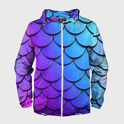 Ветровка с капюшоном мужская Градиент на чешуе, цвет: 3D-белый