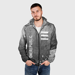 Ветровка с капюшоном мужская OneRepublic - grey gradient вертикально, цвет: 3D-черный — фото 2