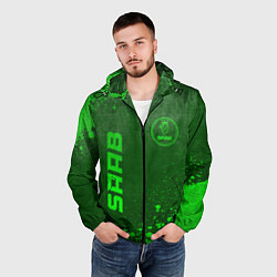 Ветровка с капюшоном мужская Saab - green gradient вертикально, цвет: 3D-черный — фото 2