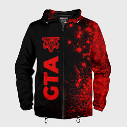 Ветровка с капюшоном мужская GTA - red gradient по-вертикали, цвет: 3D-черный