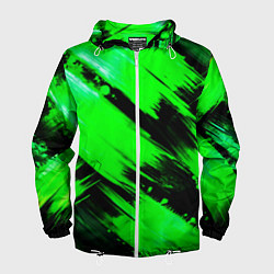 Мужская ветровка Зеленые мазки краски на черном