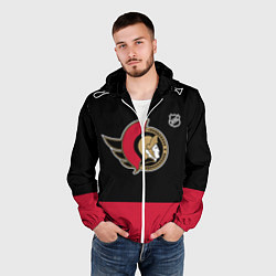 Ветровка с капюшоном мужская Оттава Сенаторз хоккей, цвет: 3D-белый — фото 2